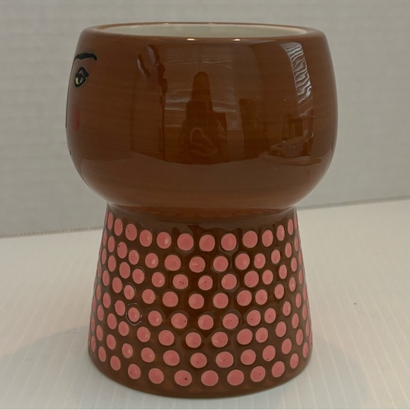 Target Opalhouse Stoneware Face Planter 4.5” Pot Vase Brown Dots Head Boho - Picture 2 of 9
